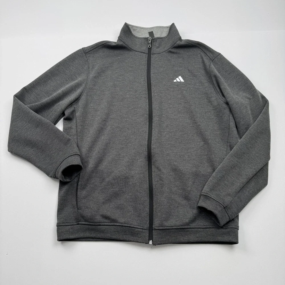 Adidas Jacket Mens Medium Gray Full Zip Athletic Track Lightweight Logo Pockets